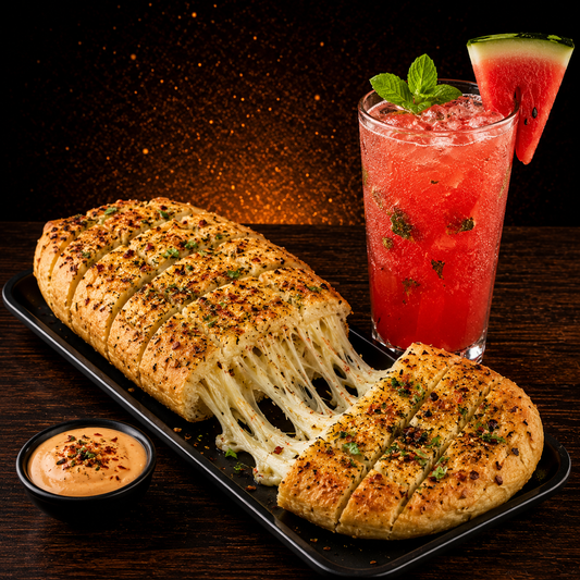 Stuffed Garlic Bread + Watermelon Mocktail
