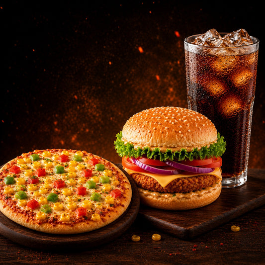 Corn Pizza + Veg Burger + Cold Drink
